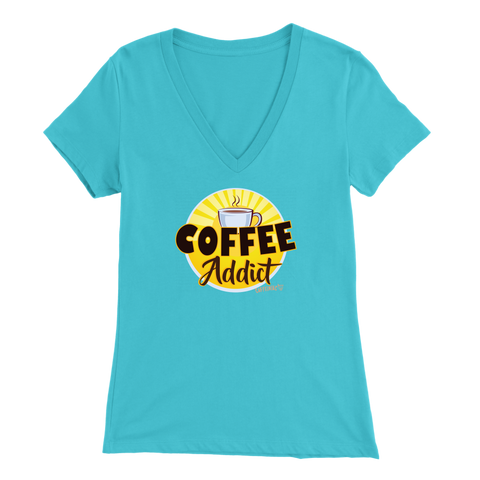 Image of Coffee Addict Womens Bella V-Neck