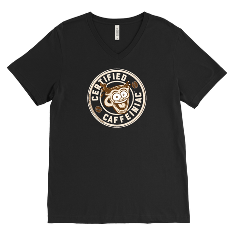 Image of Certified Caffeiniac - Canvas Mens V-Neck
