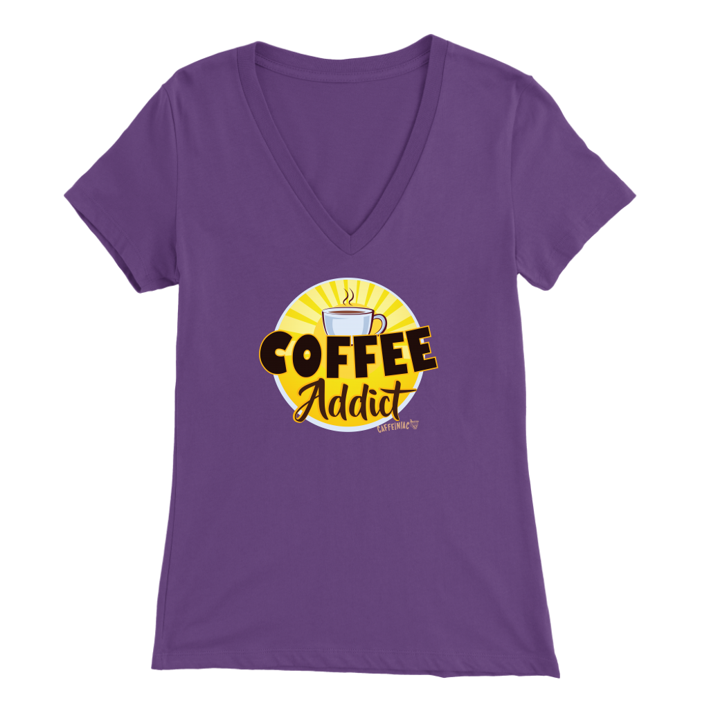Coffee Addict Womens Bella V-Neck