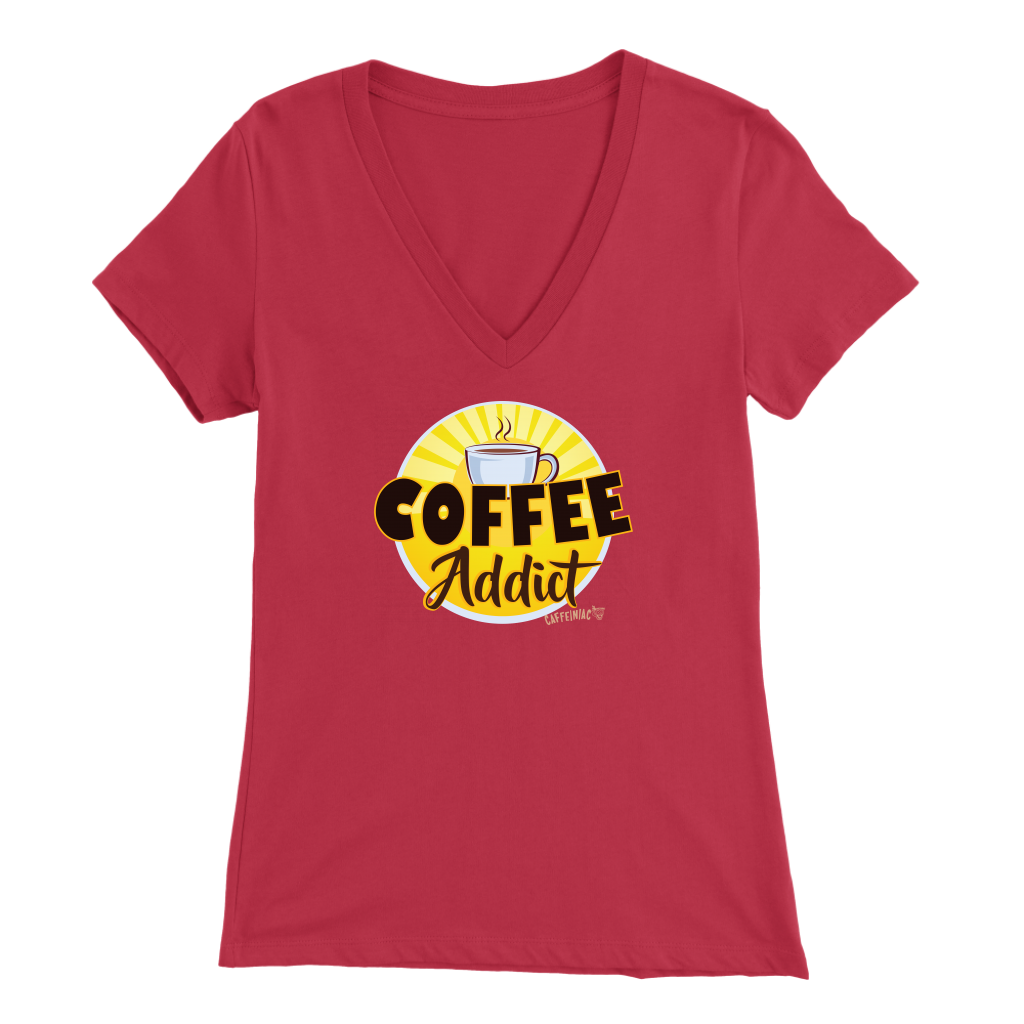 Coffee Addict Womens Bella V-Neck