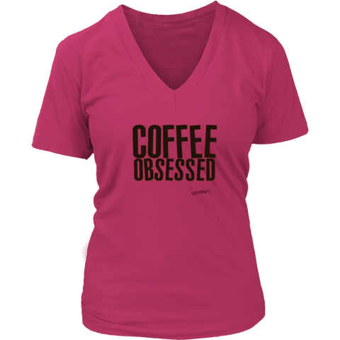 Image of Coffee Obsessed Women's V-Neck Shirt