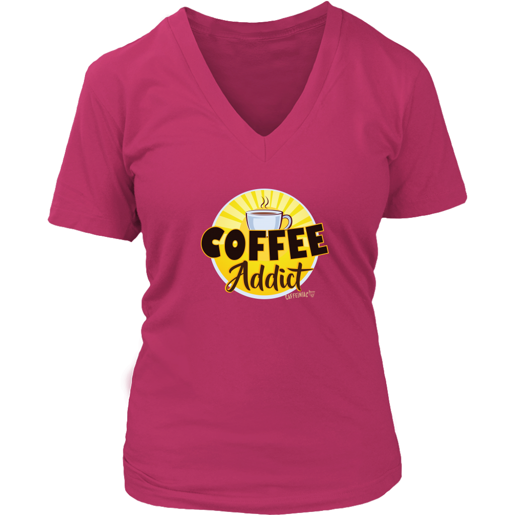 Coffee Addict Womens V-Neck