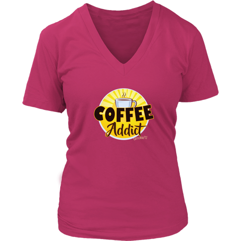 Image of Coffee Addict Womens V-Neck