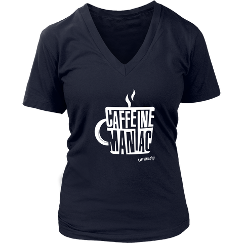 Image of Caffeine Maniac Womens V-Neck by District