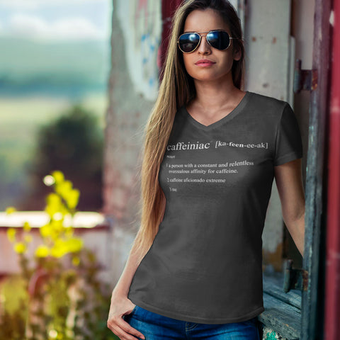 Image of Caffeiniac Defined - Bella Womens V-Neck