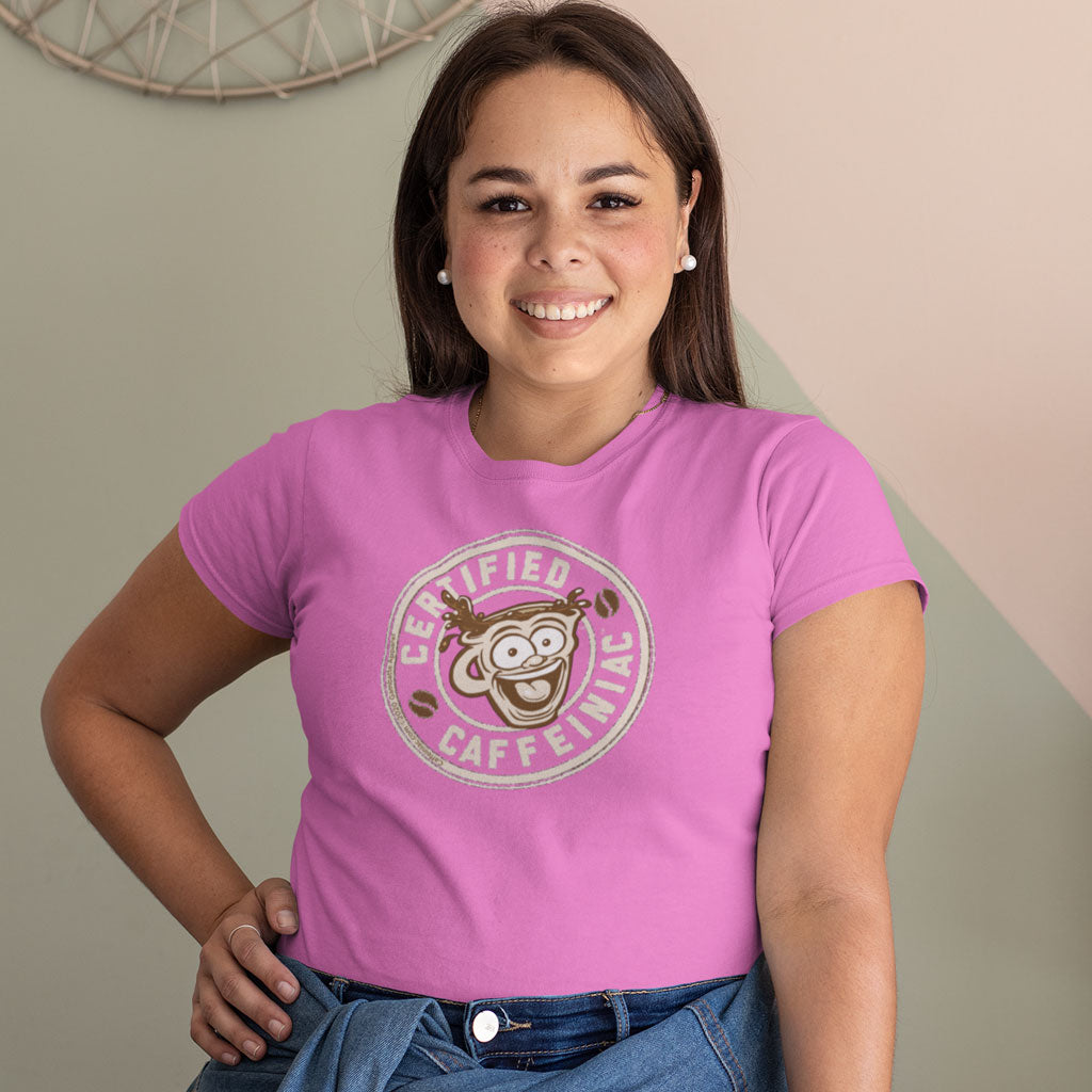Certified Caffeiniac - Gildan Womens T-Shirt