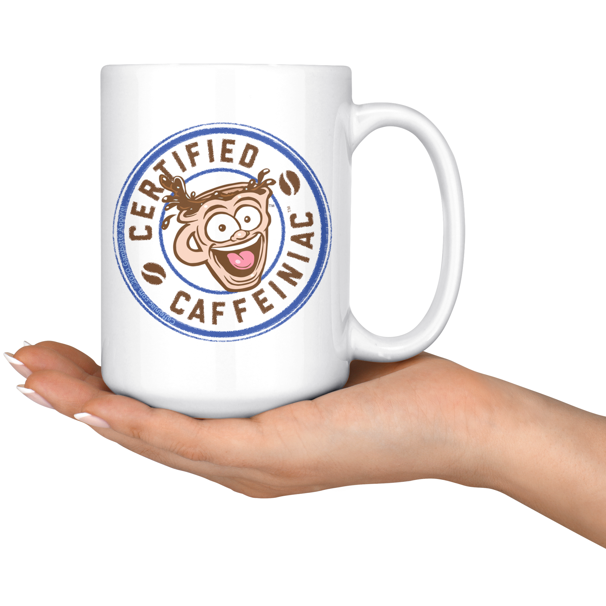 Certified Caffeiniac 15oz White Ceramic Mug
