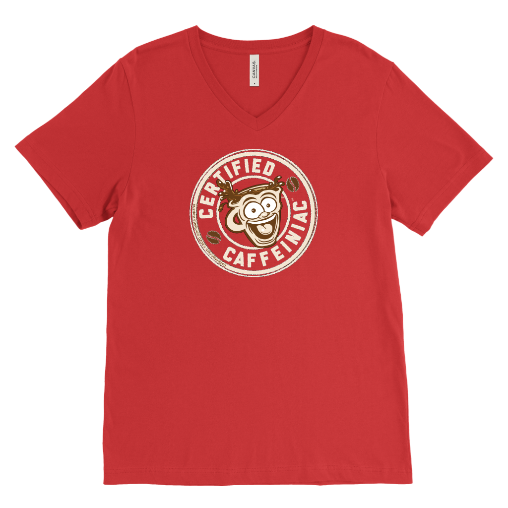 Certified Caffeiniac - Canvas Mens V-Neck