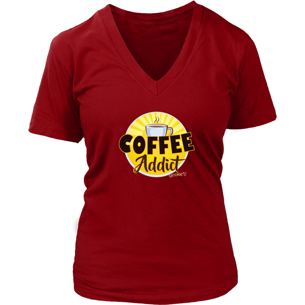 Coffee Addict Womens V-Neck