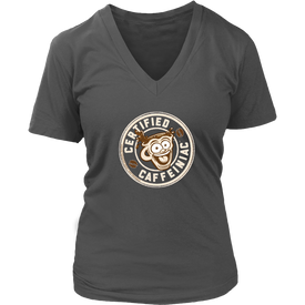 Certified Caffeiniac - District Womens V-Neck