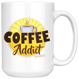 Caffeiniac Coffee Addict White Ceramic 15oz Mug
