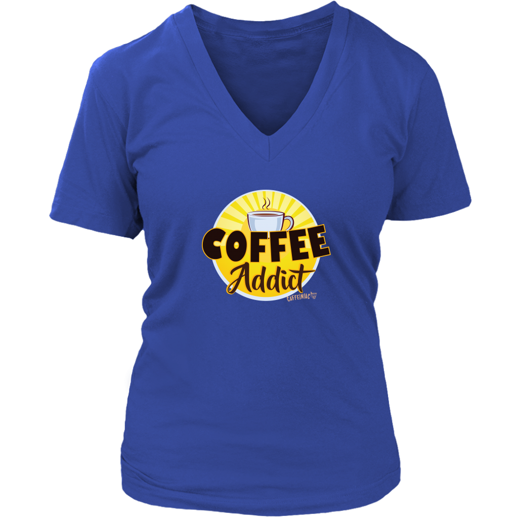 Coffee Addict Womens V-Neck