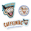 Caffeiniac sticker packs for indoor or outdoor use