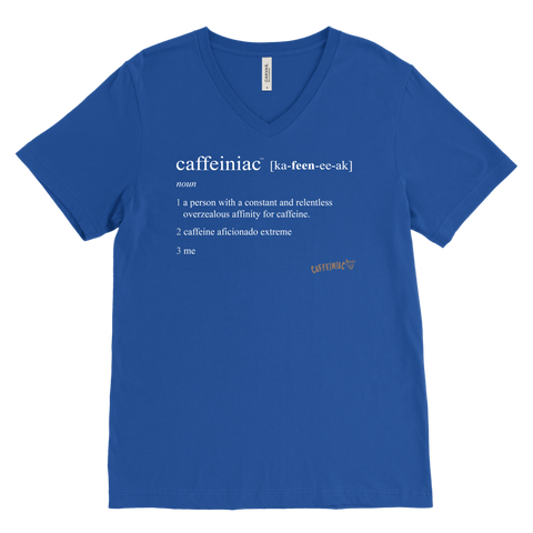 Image of Caffeiniac Defined design on a men's v-neck shirt