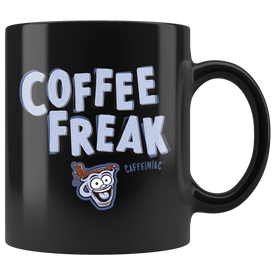 COFFEE FREAK - Black Ceramic 11oz Mug
