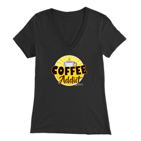 Coffee addict v-neck womens shirt