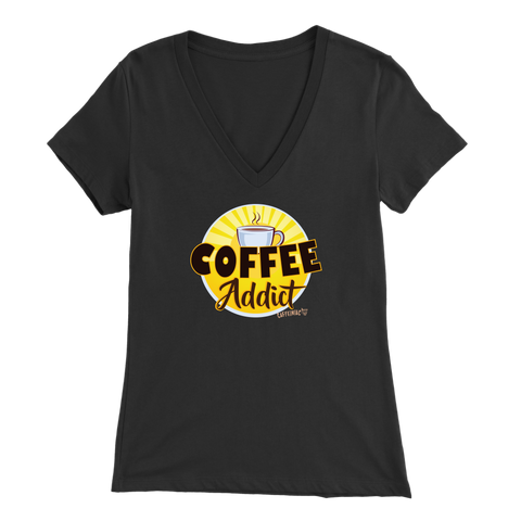 Image of Coffee addict v-neck womens shirt