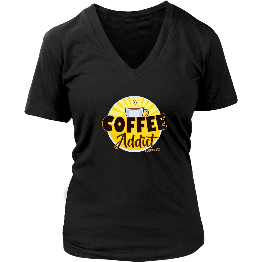 Coffee Addict Womens V-Neck