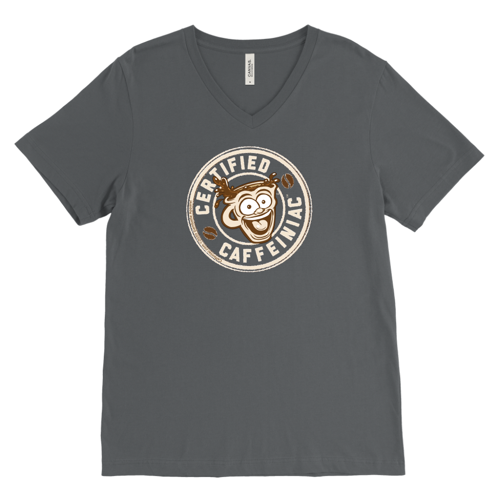 Certified Caffeiniac - Canvas Mens V-Neck