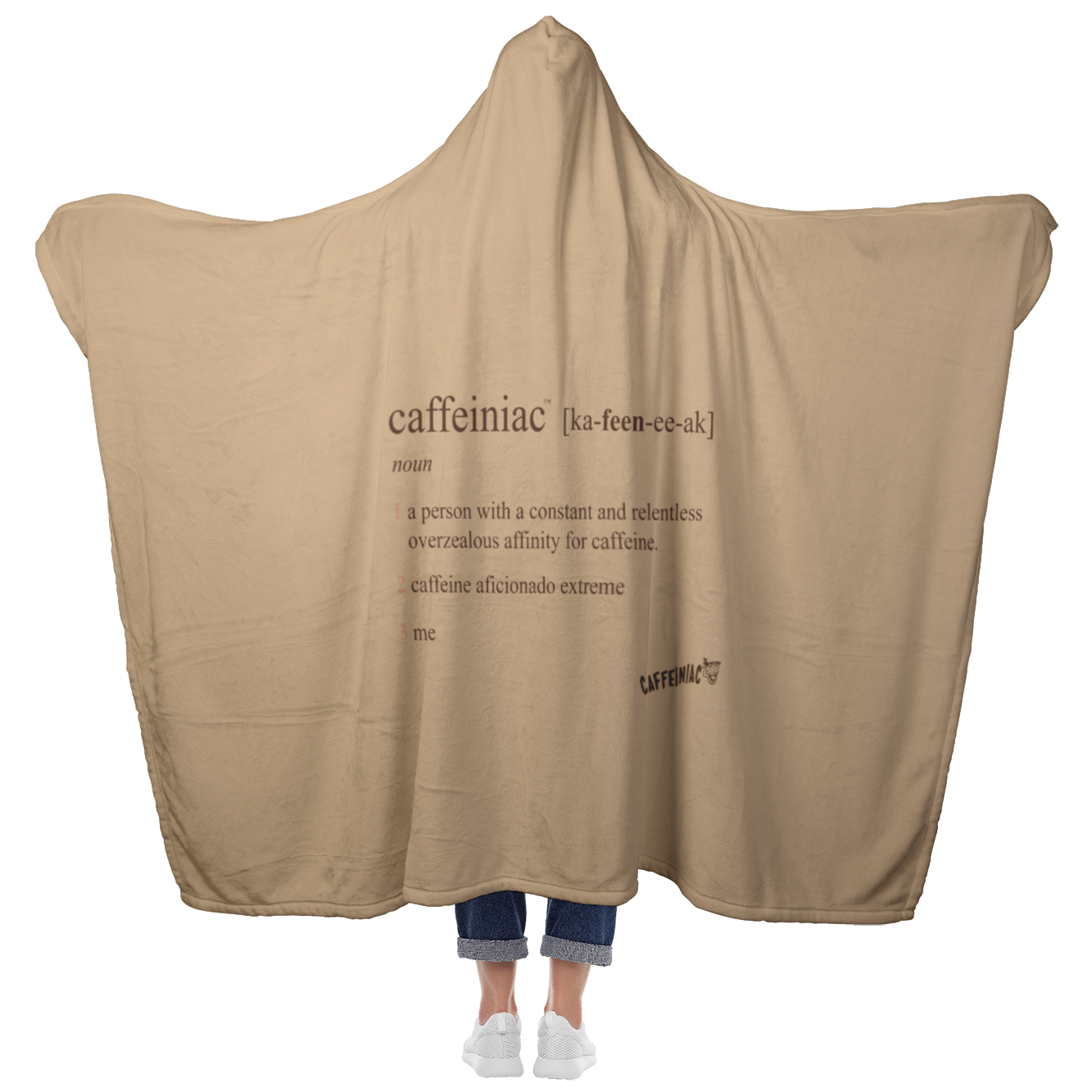 Caffeiniac Defined - Luxurious Hooded Blanket Made in the USA