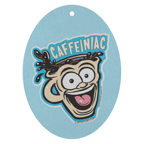Image of Caffeiniac Dude design on an air freshener