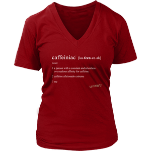 Caffeiniac Defined - District Womens V-Neck