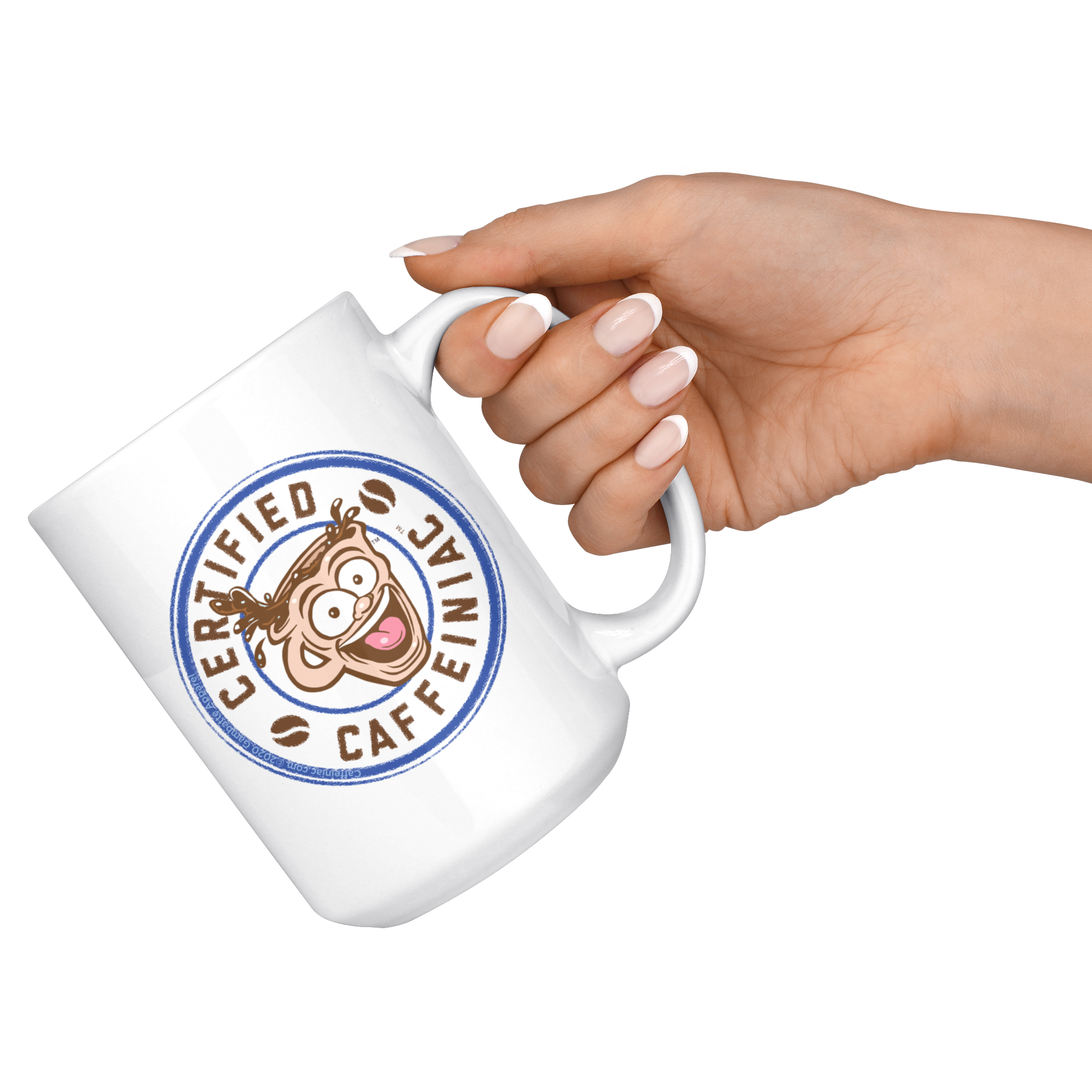 Certified Caffeiniac 15oz White Ceramic Mug