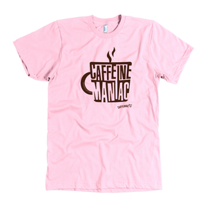 a pink Caffeine Maniac t-shirt by Caffeiniac